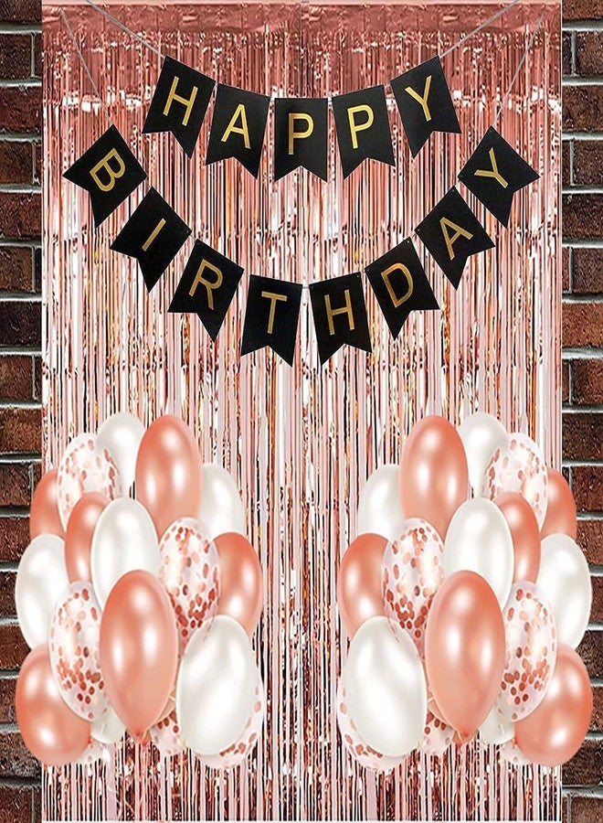 Crackles Happy Birthday Balloons Decoration Items Combo Kit Rose Gold - 23 Pcs for Decorations - Image 1